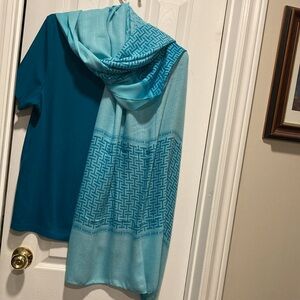 NWOT - Authentic EFFY HERMATIAN Teal Green Pashmina/Scarf With Jaguar Design